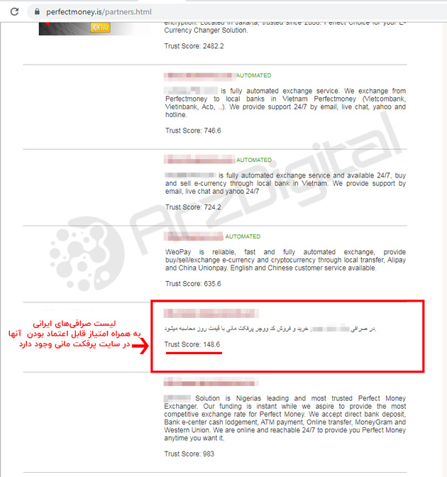صرافی های پرفکت مانی